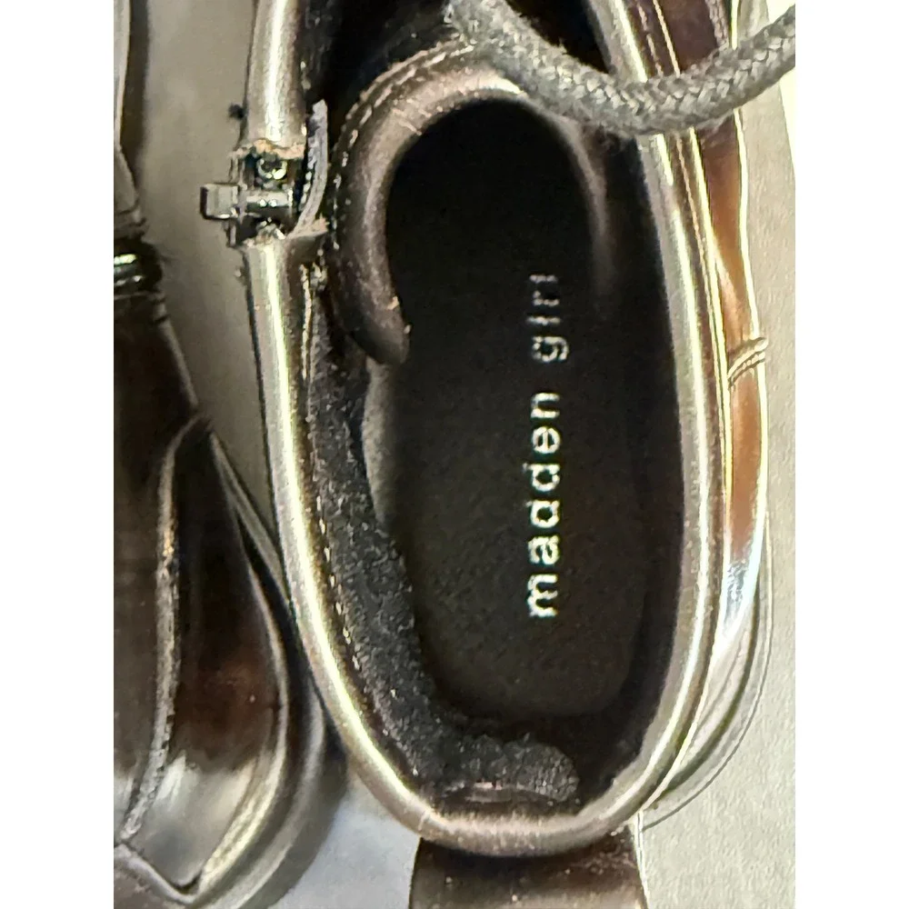 Madden Girl Palooma Black Brown Burnished Combat Boots Womens 8M Whimsygoth - Picture 6 of 9